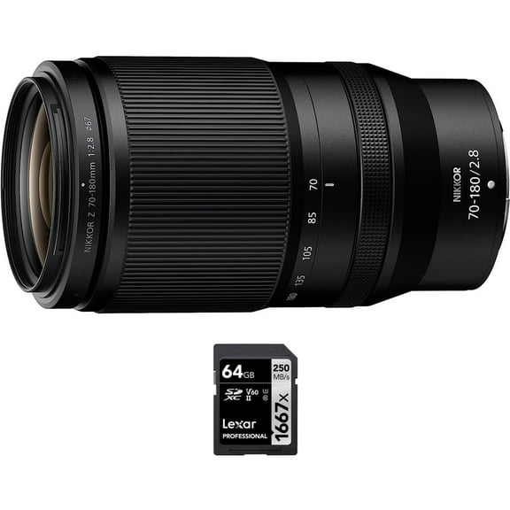 Nikon 20120 NIKKOR Z 70-180mm f/2.8 Lens for Nikon Z Bundle with Lexar Professional 1667x 64GB SDXC UHS-II Memory Card