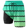 thumbnail image 3 of Men Swim Trunk Batik Gradient Stripes Quick-Dry Lightweight 2 In 1 4-Way Stretch Bathing Suit Green XXXL, 3 of 4