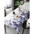 thumbnail image 2 of Purple Blooms Floral Rectangle Tablecloth, Farmhouse Spring Flowers Botanical Waterproof & StainResistant Tablecloth, Washable Oil-proof Table Cover for Dining/Party/Wedding/Camping/Buffet 60x120 In, 2 of 9