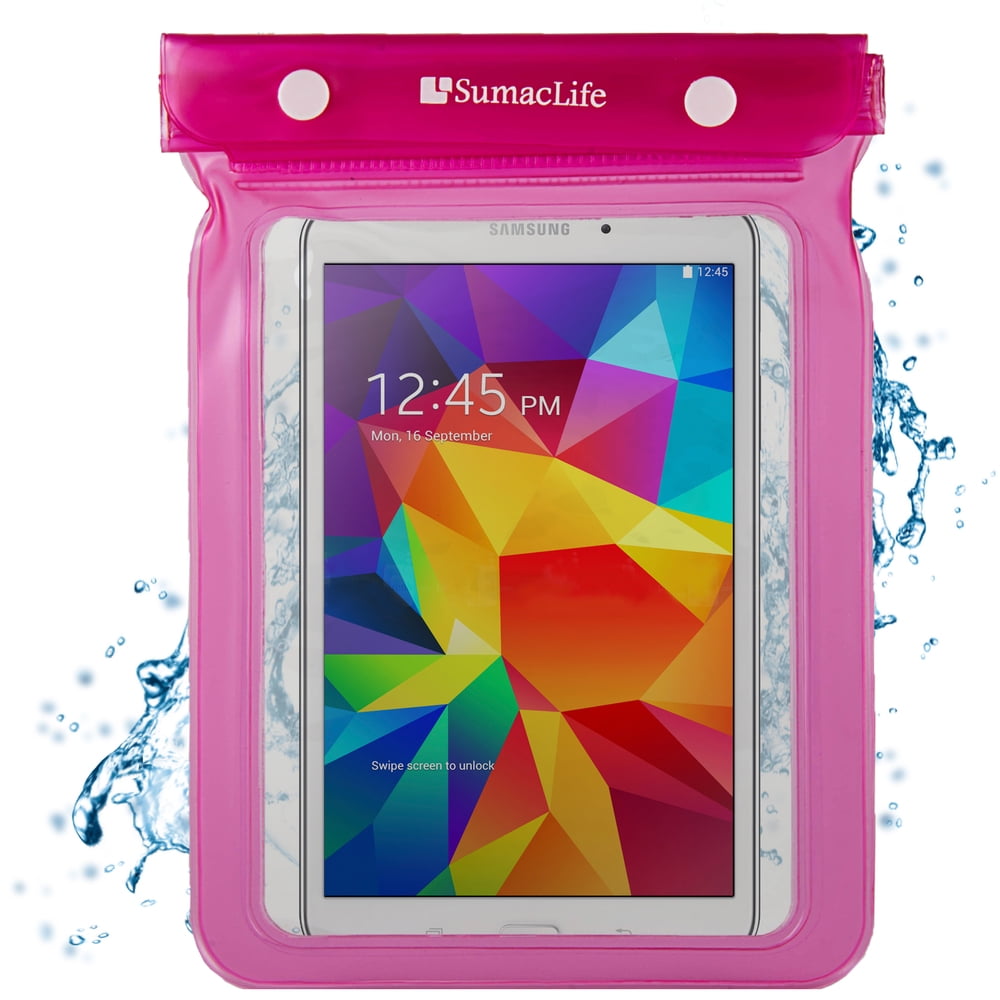 Waterproof Case Tablet Dry Pouch Pink W Neck Lanyard Compatible W Apple Ipad Mini 5 4 3 Samsung Galaxy Tab A 4 3 S2 Lenovo Tab 4 Plus Tablets Up To 8 4 Great For Swim Pool Beach Bath Travel Walmart Com