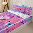 thumbnail image 3 of Erosebridal Rainbow Cute Butterfly Zipper Twin Comforter Sets with Fitted Sheet and 2 Pillowcases,Sparkle Print Ombre Zipper Bedding Set For Girls,Colorful Stars Reversible,4pcs, 3 of 7