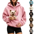 thumbnail image 5 of Fuzzy Full Zip Dog Pouch Hoodie for Women, Plush Pet Carrier Jacket, Warm Zip Up Sweatshirt for Dog Lovers Home Lounging Daily Wear, 5 of 6