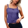 thumbnail image 2 of Womens Tank Tops 2026 Lace Square Neck Spaghetti Straps Camis Solid Color Ribbed Sleeveless Casual Basic Undershirt, 2 of 8