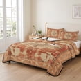 thumbnail image 2 of Twin XL Quilt Set 68''x98'', Orange Boho Lightweight Summer Bedspread Coverlet Set with 2 Pillow Shams, Geometric Antique Tribal Retro Ethnic Breathable All Season Quilt Bedding for Dorm/Guest Room, 2 of 9