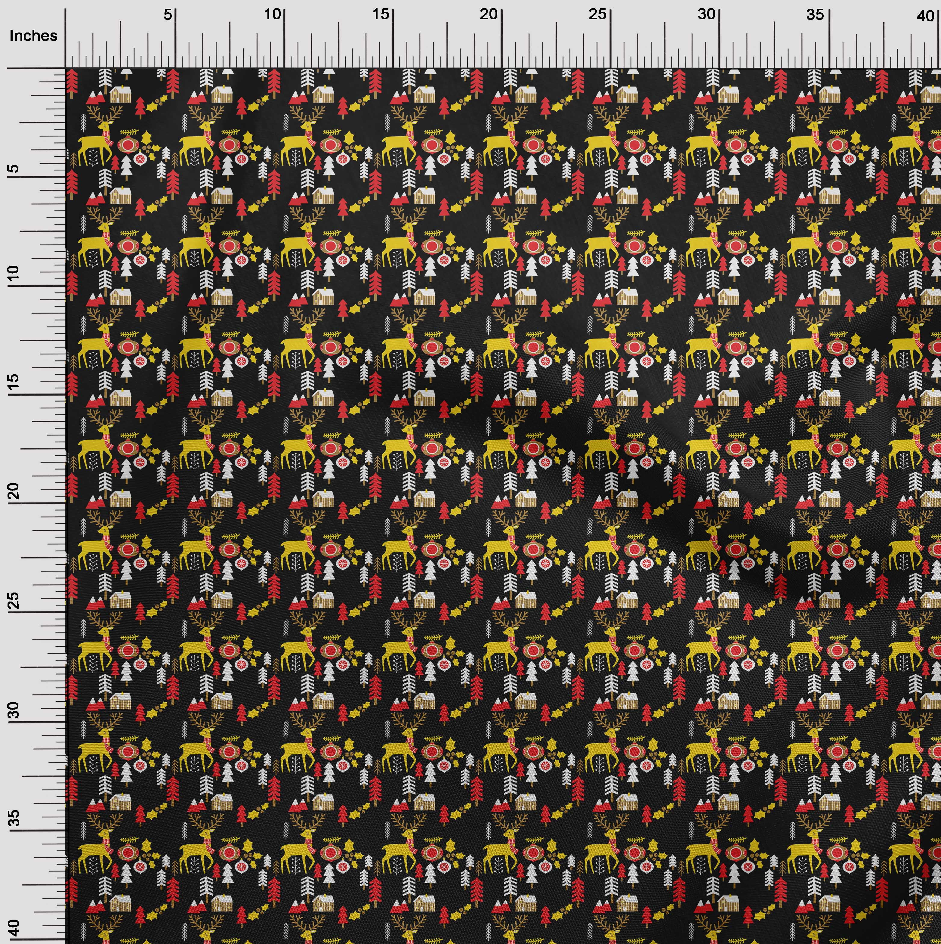 oneOone Georgette Viscose Black Fabric Merry Christmas Sewing Fabric By The Yard Printed Diy Clothing Sewing Supplies 42 Inch Wide-CQL