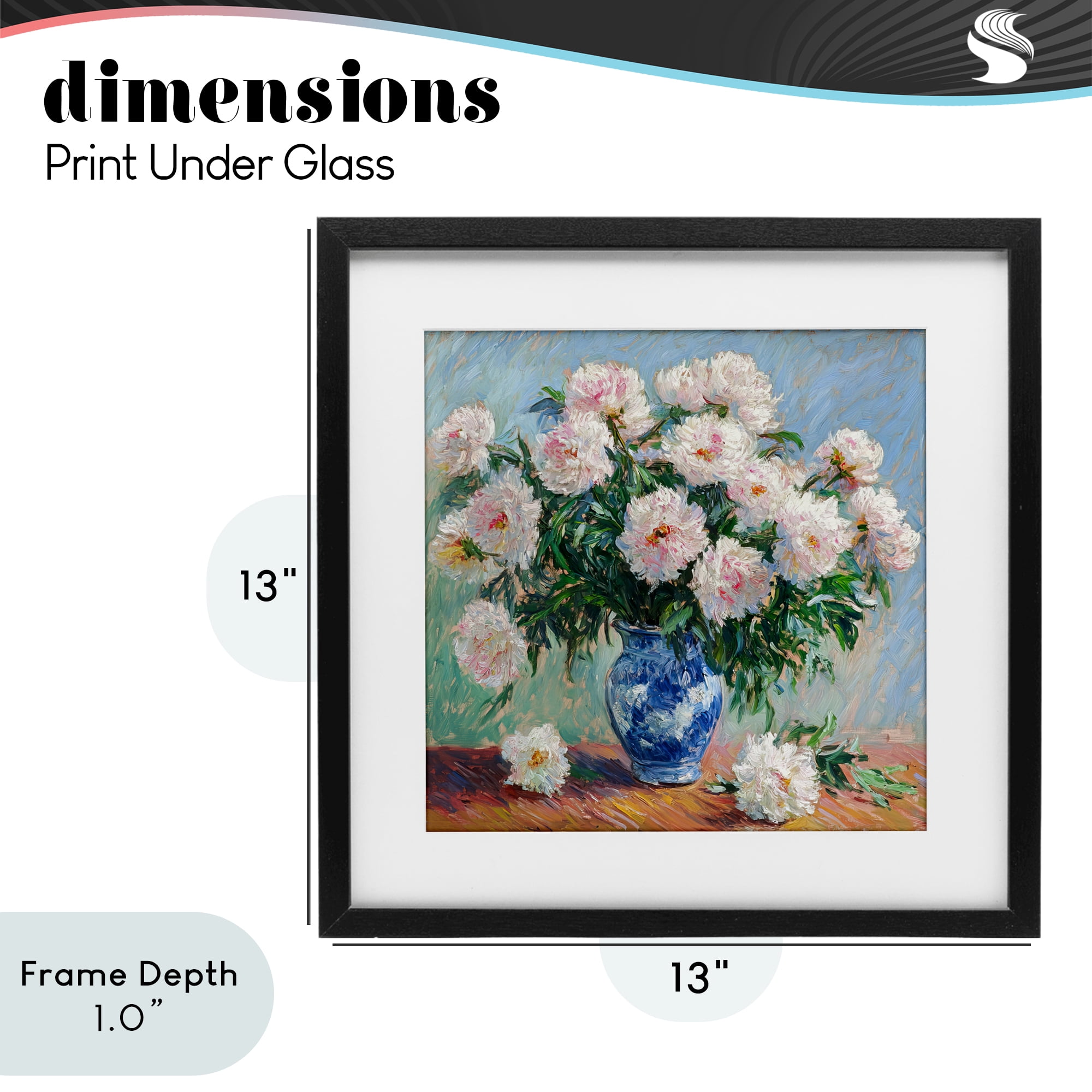 Stupell Industries Peonies in Blue Vase Black Framed Print Under Glass, design by Tina LeCour