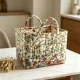 thumbnail image 3 of Yucurem Boho Fabric Floral Laundry Storage Baskets, 12.99" x10.24" x10.63" Collapsible Large Capacity Spring Vintage Storage Bag Organizer with Handle & Front Pocket, 3 of 8