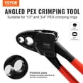 thumbnail image 2 of VEVOR PEX Pipe Crimping Tool, Angle Dual Head Combo PEX Crimper for 1/2" and 3/4" Copper Crimp Rings, 30 Copper Crimp Rings, PEX Tubing Cutter, 2 of 9
