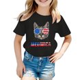 thumbnail image 3 of Bysome Fourth Of July Shirts For Kids Girls Cat Print Comfortable Lightweight Tshirts Crew Neck Short Sleeve Summer Girls Tops Black Size 1-2 Years, 3 of 3