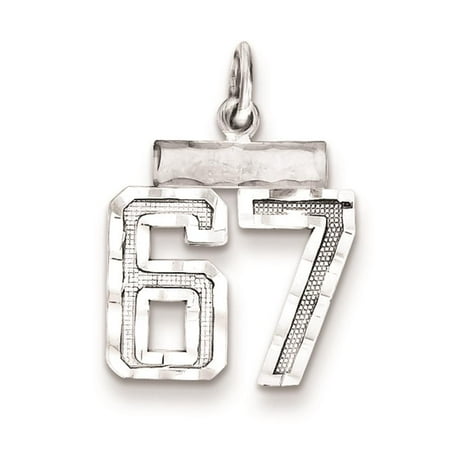 925 Sterling Silver Diamond Cut Small #67 Solid Charm Pendant