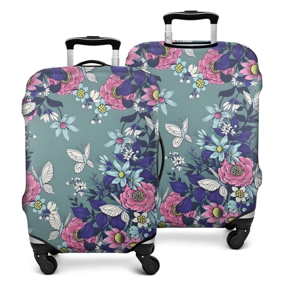 Pioneer Flower Floral Print Pattern Luggage Cover Fashion Suitcase Cover Baggage Covers Fit 25-28 Inch Luggage (Go Travel)