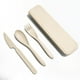 thumbnail image 1 of Juego de vajillas de paja de trigo Portátil Reutilizable Color sólido Kit de cubiertos interior al aire libre Camping Camping Vajilla con estuche de almacenamiento Beige Eigraketly HA028558-04, 1 of 7