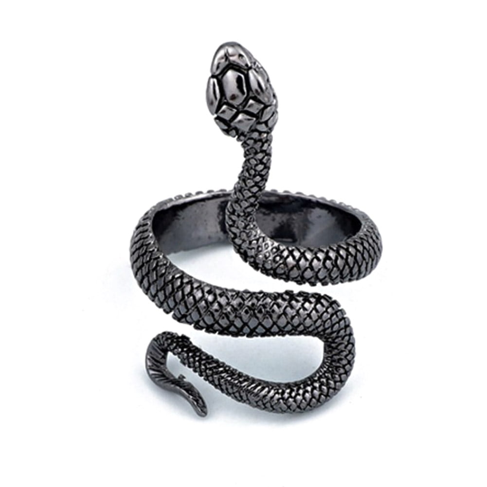 Punk boy Snake Ring Retro Silver Plated Animal Snake Ring for Women and Men Personality Fashion Design Punk Animal Jewelry 