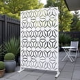 thumbnail image 2 of Tcbosik Metal Privacy Screen for Outdoor & Indoor Use, Free Standing Privacy Screen for Patio, Garden, Poolside, Decorative Privacy Panels, Easy Assembly, White, 2 of 8