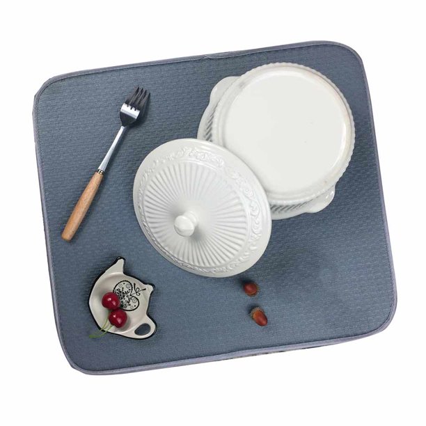 Plato de microfibra Almohadilla para secar Disco Estera de drenaje Cocina Multifunción Antideslizante Mantel individual Posavasos AweSitey JJ17619-02