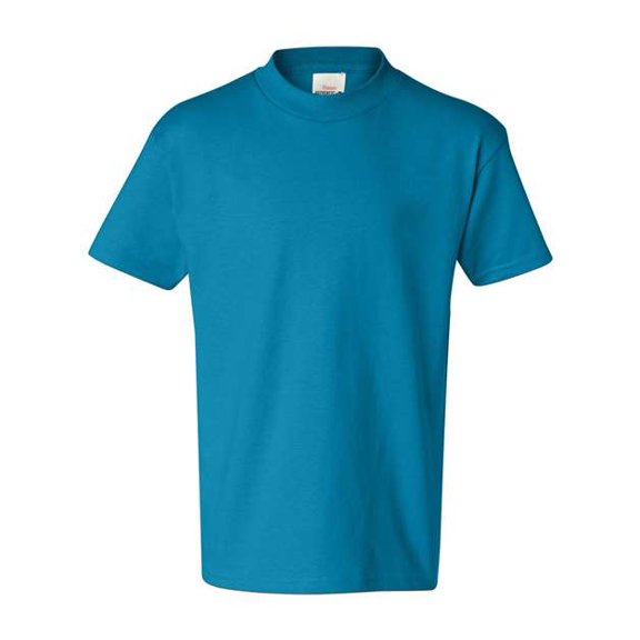 Hanes Authentic TAGLESS - Camiseta de algodón para niños, verde azulado, grande