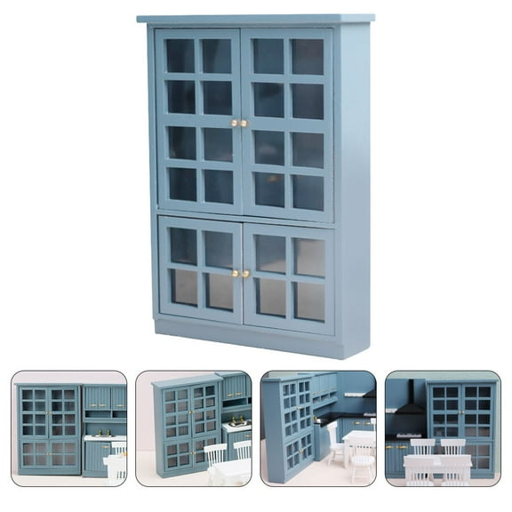 SEWCHICS Dollhouse Mini Cabinet Set Decorative Miniature Furniture Sky-Blue 1Pack