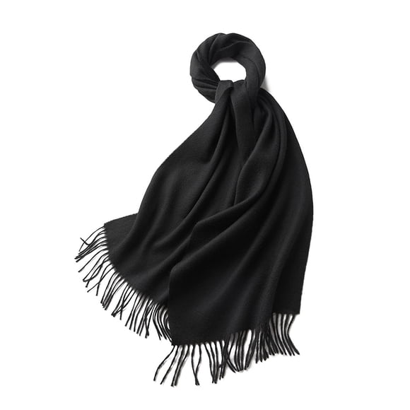 Minnieouse Bufanda de tubo elegante con flecos, cálida y moderna para todas las ocasiones, bufandas de punto fino de invierno Accesorios de disfraces negro
