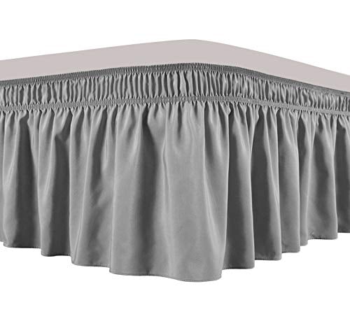 Obytex Wrap Around Bed Skirts Fashional Elastic Dust Ruffle Silky Soft  Wrinkle 