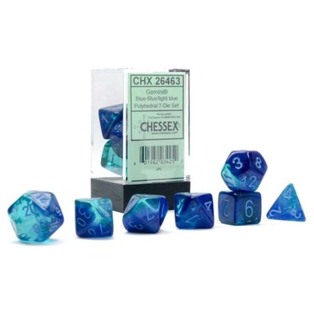 En Oferta Cube Gemini Luminary Blue &Amp; Blue Dice With Light Blue Numbers Set Of 7