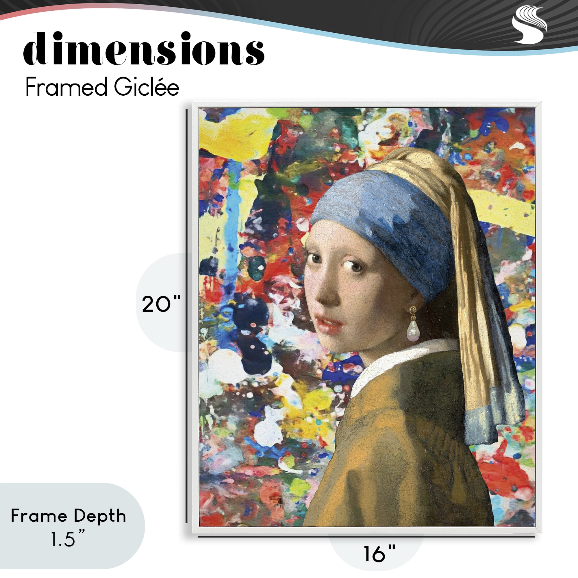Stupell Industries Modern Splatter Iconic Pearl Earring White Framed Giclee Art, design by Grotto Studios