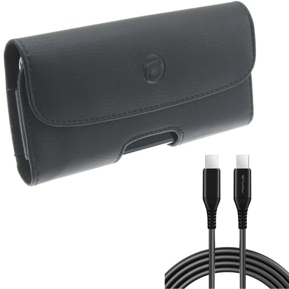 For Galaxy A54 /A53 /A33 - Case Belt Clip w 6ft Long USB-C Cable, Leather Holster Cover, PD Fast Charger Cord Power Wire for Samsung Galaxy A54 /A53 /A33 5G