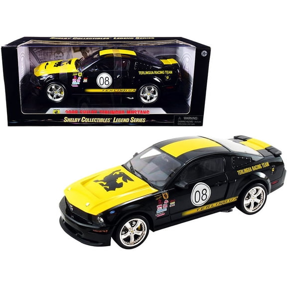2008 Ford Shelby Mustang #08 Terlingua" Black and Yellow "Shelby Collectibles Legend" Series 1/18 Diecast Model Car by Shelby Collectibles"