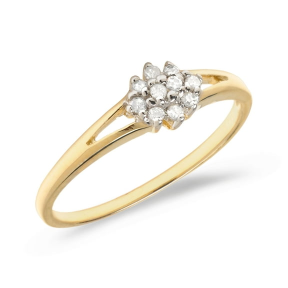 10K Yellow Gold Diamond Cluster Ring