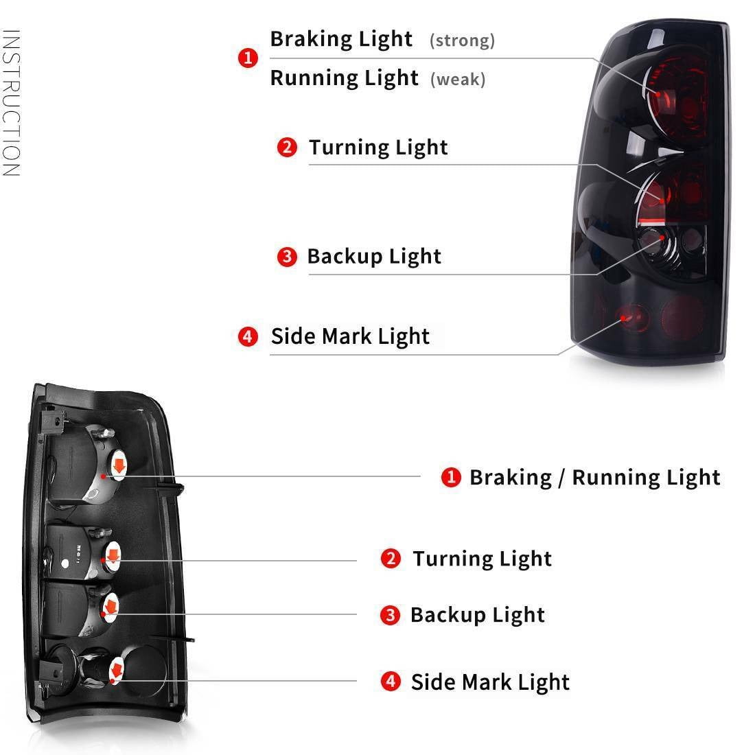 RVNI Black Smoke Tail Lights Brake Lamps For 1999-2006 Chevy Silverado 1500 2500 3500