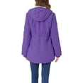 thumbnail image 3 of Abrigo parka para mujer Inspire Chic con cinturón, bolsillos, mangas largas y capucha de piel sintética XL Violeta, 3 of 6