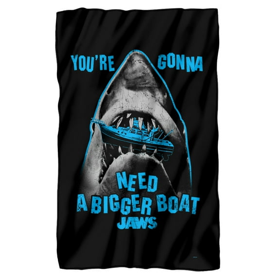 Jaws Boat in Mouth Fleece Blanket 36' x 58'