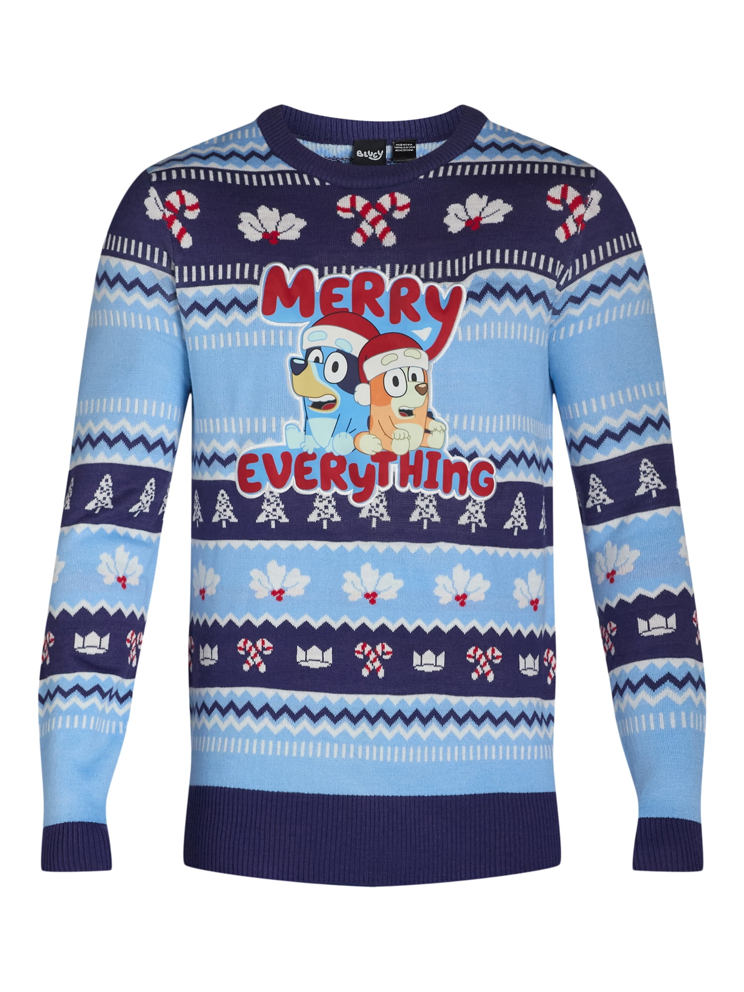 Bluey Men's & Big Men's Hooray Christmas Holiday Graphic Sweater, Sizes S-3XL