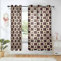 Yayeee Window Curtains Set of 2 for Living Room Light Filtering 63"x42", Checkered Starts Pattern