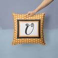thumbnail image 2 of Letter U Initial Monogram - Orange Polkadots Fabric Decorative Pillow, 2 of 4