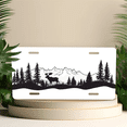 thumbnail image 4 of 1 Pcs 2D Flat License Plate Covers & Frames, Moose in Mountain For Decorative Front, Waterproof For Decoration Aluminum License Plate Covers & Frames Cover For Men Women, 12" X 6", 4 of 6