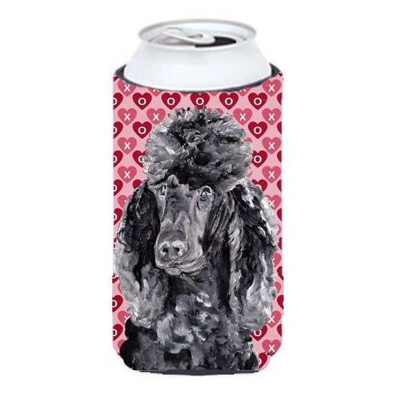 Black Standard Poodle Hearts And Love Tall Boy bottle sleeve Hugger - 22 To 24 Oz.