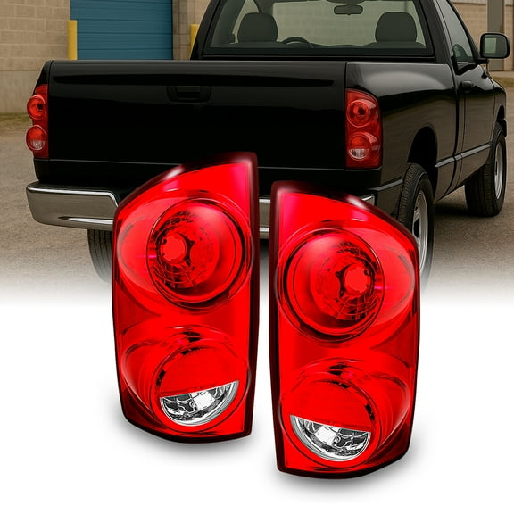 AKKON - For Dodge Ram Truck Red Clear Tail Lights Brake Lamps Driver Left Passenger Right Pair Replacement Set
