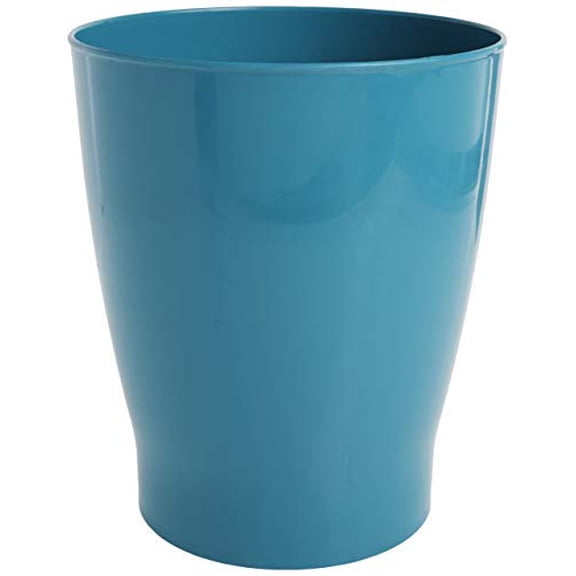 iDesign Round Plastic Waste Basket, The Franklin Collection – Teal Blue