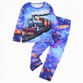 thumbnail image 3 of NOLDARES Toddler Boys Pajamas Truck Cotton Kids Dinosaur 2 Piece Truck Pjs Fall Winter Sleepwear Clothes Sets 6-12 Months 12-24 Months 2t 3t 4t 5t 6t 7t 8t 9t Children,Blue,5-6 Y, 3 of 4