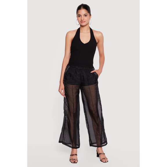 Women's Organza Varsity Stripe Straight Leg Pants