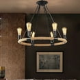 thumbnail image 6 of Industrial Rustic Farmhouse Hemp Rope Chandelier Round Pendant Ceiling Light, 6 of 11