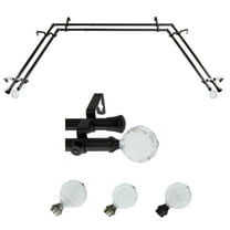 Uwe 13/16" Bay Window Double Curtain Rod 20"-36", 38"-72" - Black
