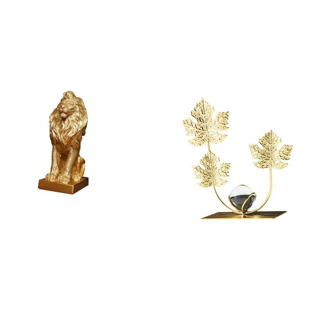 Figura de león,Estante con estatua de león para escritorio,oficina,decoración del hogar,Estatua de estatuilla,Estatuas de hojas y flores de metal,esculturas decorativas.,Inicio Arte Figuras