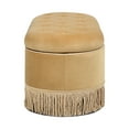 thumbnail image 6 of Jennifer Taylor Home Melinda 48.5" Oval Tufted Bullion Fringe Storage Bench, Gold Velvet, 6 of 7
