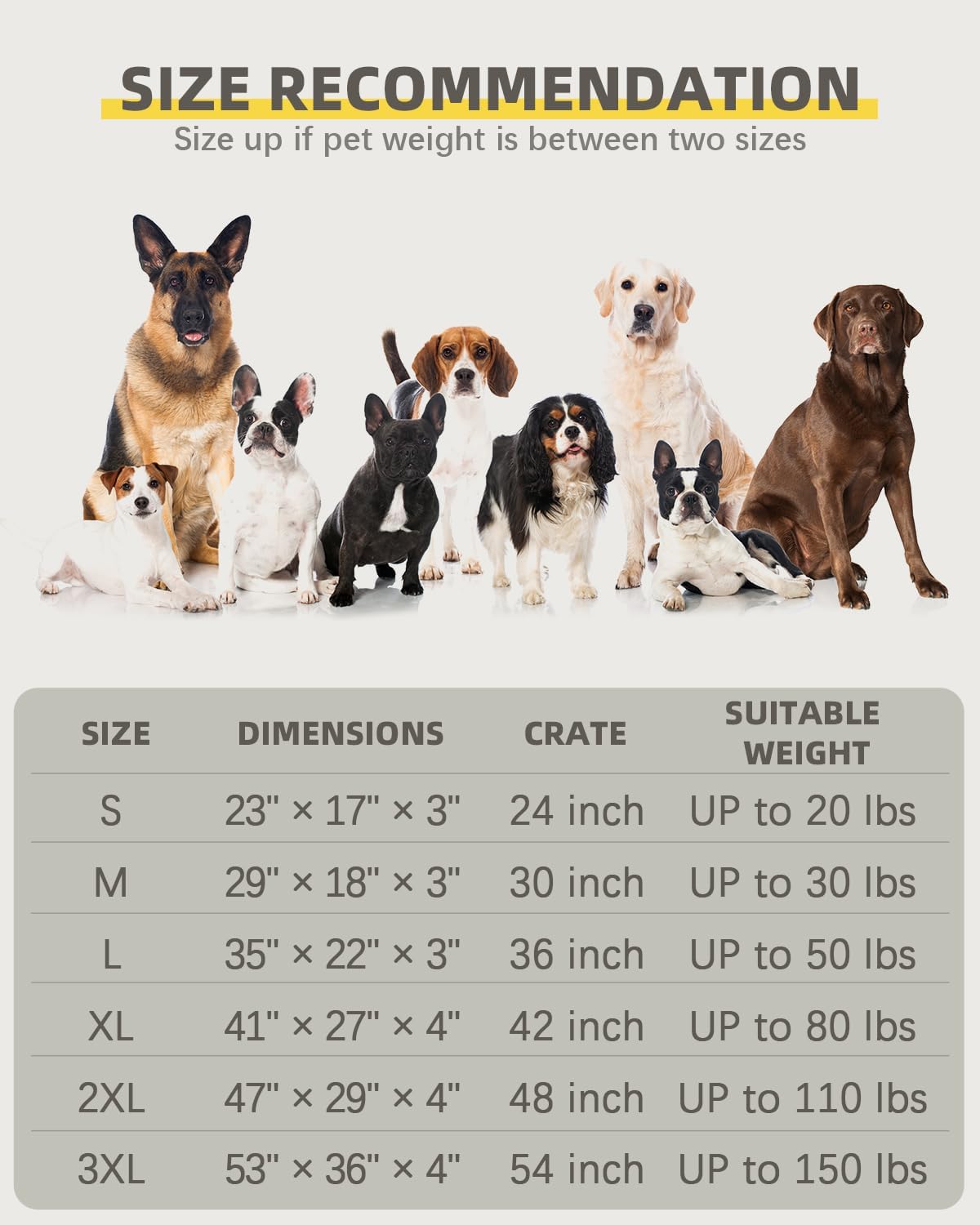 Orthopedic Dog Beds for Medium Dogs Waterproof Dog Bed with Removable Washable Cover and Non-Slip Bottom, Quilting Dog Bed for Crate, 29x18 Inch, Light Gray