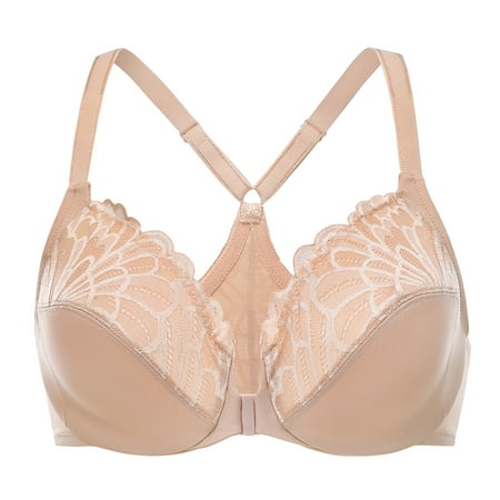 MELENECA Female Racerback Front Closure Unlined Underwire Bra for Women Cappuccino 34B