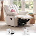 thumbnail image 6 of LAZZO Recliner Chair with Adjustable Armrests, Upholstered Swivel Rocking Chair for Nursery and Living Room, White-Straight Line Tufting, 6 of 8