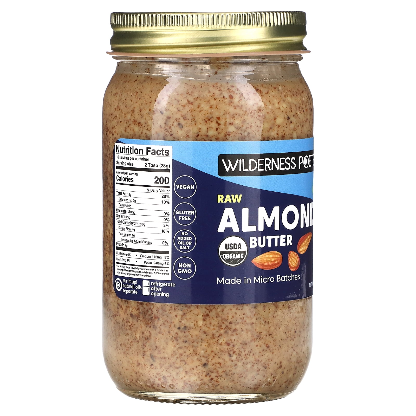 Wilderness Poets Organic Raw Almond Butter, 16 oz (453 g)