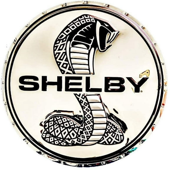 Shelby Super Snake Badge Stainless Steel Wall Hanging Sign - White/Chrome : 22" x 22"