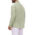 thumbnail image 3 of INSPIRE CHIC Men's Casual Long Sleeve Seersucker Striped Shirt with Chest Pocket XL Light Green, 3 of 5